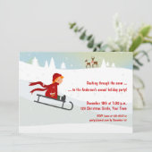 そり、冬休みの招待状の男の子 招待状 (スタンド正面)