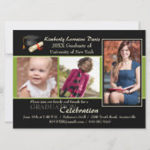 それからそして今緑の写真の卒業の招待状 招待状 (正面)