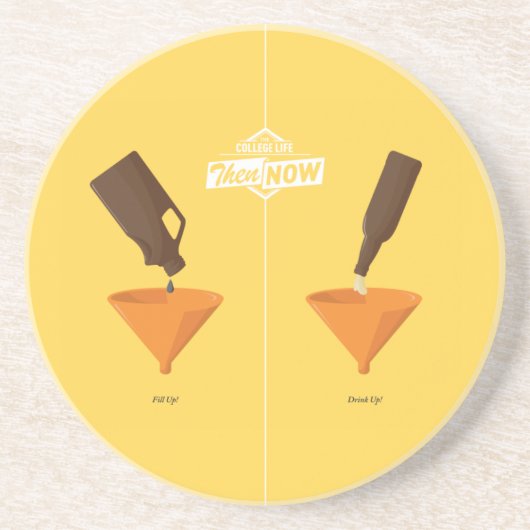 それからそして今: ビールPong コースター (正面)