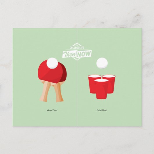 それからそして今: 卓球 ポストカード (正面)