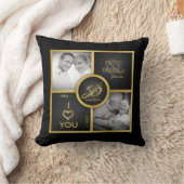 それから及び今はエレガントな黒及び金ゴールド第50の結婚式 クッション (ブランケット)