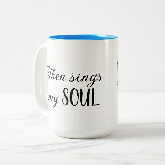 それから花で私の魂を歌う ツートーンマグカップ (正面左)