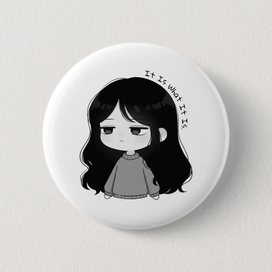 それがそのまま受け入れるちびキャラ女子イラスト 缶バッジ (正面)