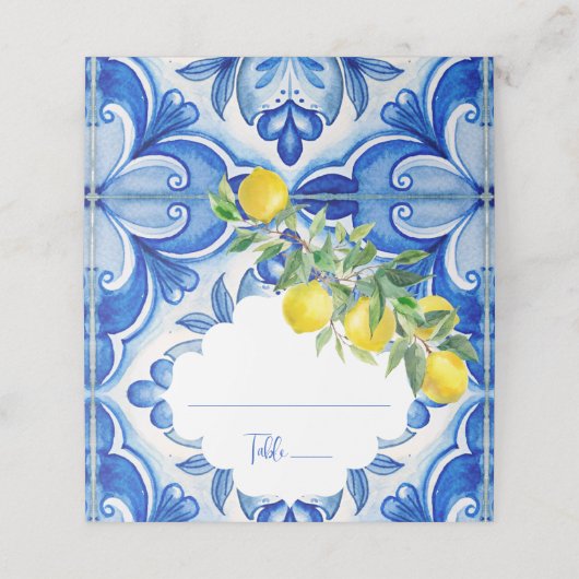 それがアモーレ ブルータイル レモン イタリアン ブライダルシャワー プレイスカード (外部開封)