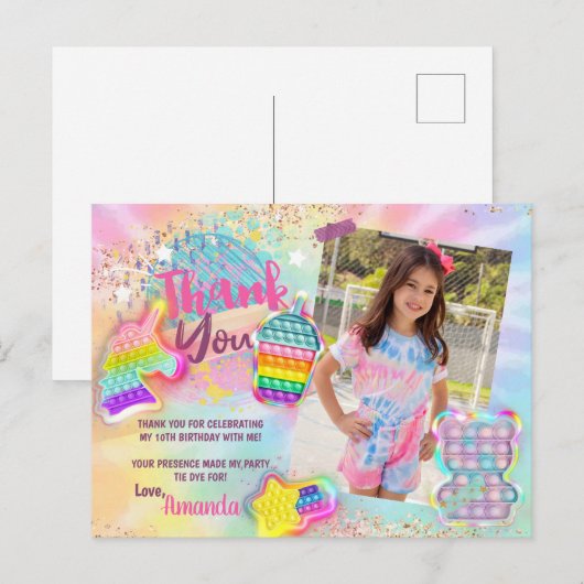 それがポップ・アートの絞り染めレインボー写真サンキューカード ポストカード (正面/裏面)