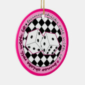 それが付いているBuncoのひよこロール両面ピンク- セラミックオーナメント (右)