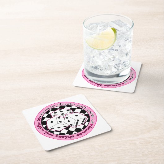 それが付いているBuncoのひよこロール-ピンク スクエアペーパーコースター (インサイチュ)