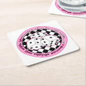 それが付いているBuncoのひよこロール-ピンク スクエアペーパーコースター (アングル)