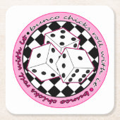 それが付いているBuncoのひよこロール-ピンク スクエアペーパーコースター (正面)