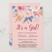 それが女の子ピンクの植物学の女の子のフローラ・ガール・ベビーシャワー 招待状 (正面/裏面)