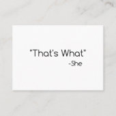 それが彼女の言ったことだ 名刺 (正面)