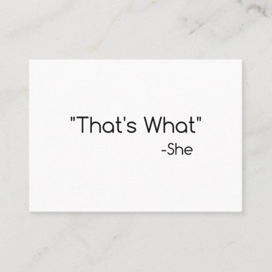 それが彼女の言ったことだ 名刺 (正面)