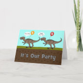 それが私たちのパーティー恐竜誕生日招待状 招待状 (正面)