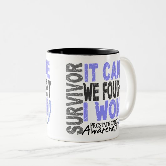 それが私達を来た前立腺癌の生存者によっては私が勝ちました戦いました ツートーンマグカップ (正面右)