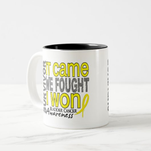 それが私達を来た膀胱癌の生存者によっては私が勝ちました戦いました ツートーンマグカップ (正面左)