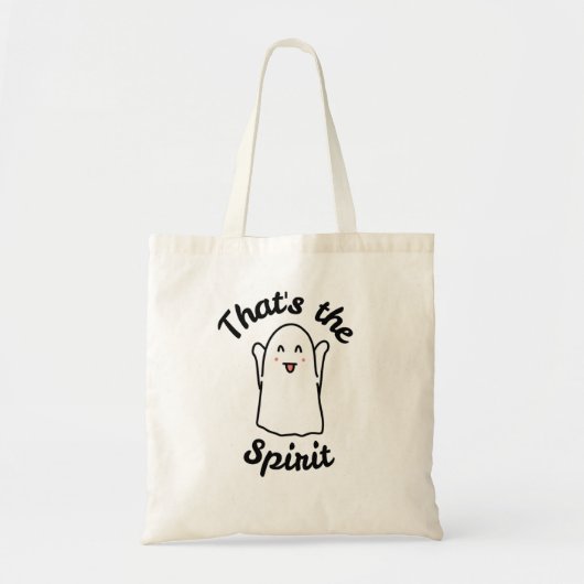 それが精神!かわいいハッピーゴーストデザイン トートバッグ (正面)