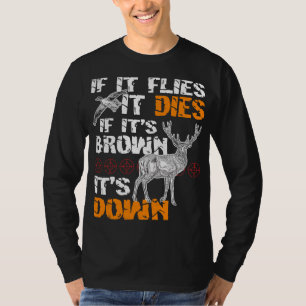 それが飛べばそれを捜してブラウン羽毛死にます Tシャツ