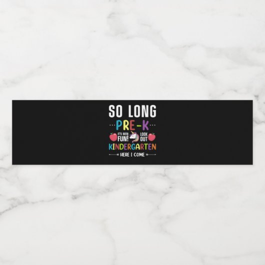 それじゃあ、プレキンダーガーデン(Pre-K)さようなら、幼稚園(Kindergarten)こんにち ペットボトルラベル (シングルラベル)