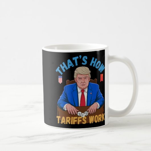 それでは、関税労働トランプ関税おもしろいミーム コーヒーマグカップ (右)
