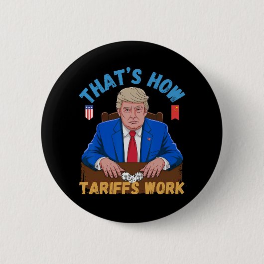それでは、関税労働トランプ関税おもしろいミーム 缶バッジ (正面)