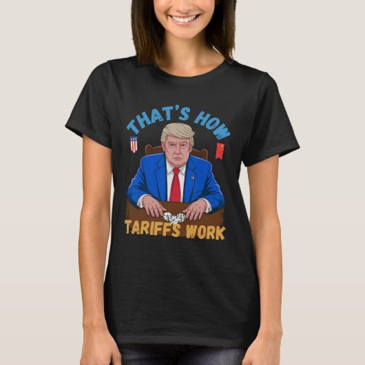 それでは、関税労働トランプ関税おもしろいミーム Tシャツ (正面)