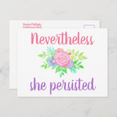 それでも彼女は可愛いフローラピンクパープルを続けた ポストカード (正面/裏面)