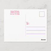 それでも彼女は可愛いフローラピンクパープルを続けた ポストカード (裏面)