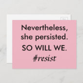 それでも、彼女は諦めなかった。私たちも諦めない。レジスタンス ポストカード (正面/裏面)
