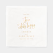 それで彼らの話は台本の始結婚まり 箔ナプキン (正面)