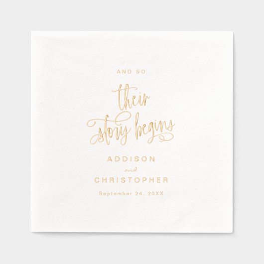 それで彼らの話は台本の始結婚まり 箔ナプキン (正面)