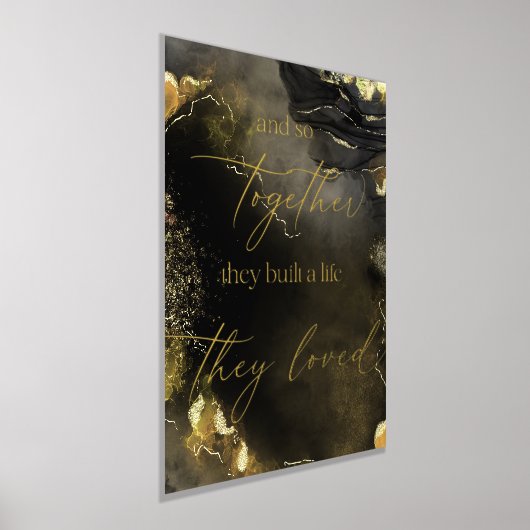 それで彼らは一緒に人生を築き、彼らは引用文を愛した 箔ポスター (レイダウン)