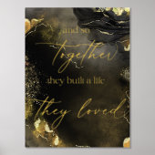 それで彼らは一緒に人生を築き、彼らは引用文を愛した 箔ポスター (正面)