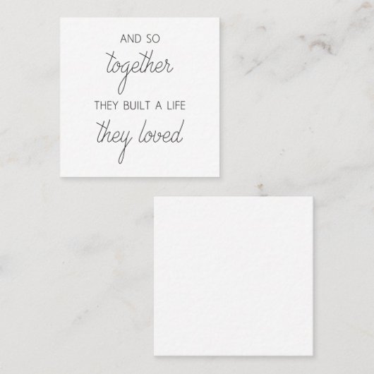 それで彼らは一緒に愛する生活を築いた スクエア名刺 (正面/裏面)