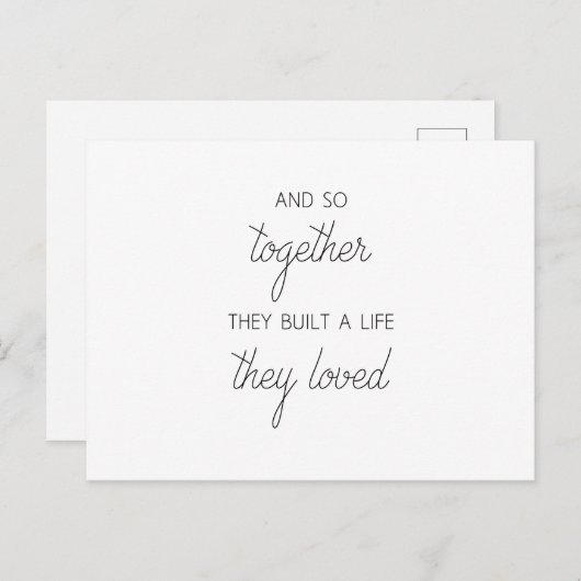 それで彼らは一緒に愛する生活を築いた ポストカード (正面/裏面)
