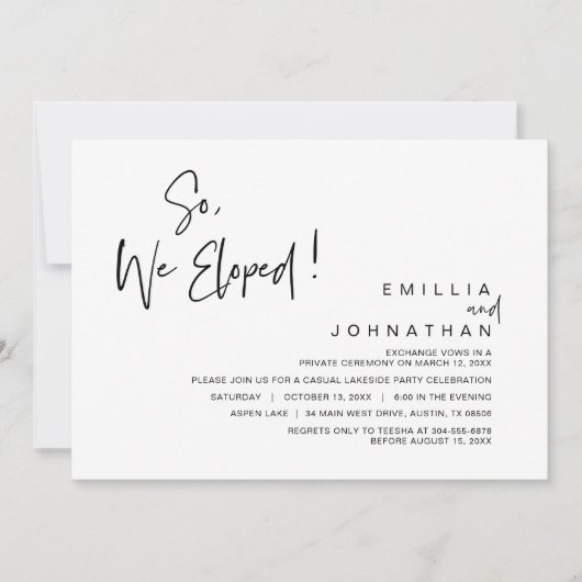 それで私たちはこっそり結婚した, 結婚式の隠し結婚パーティー 招待状 (正面)