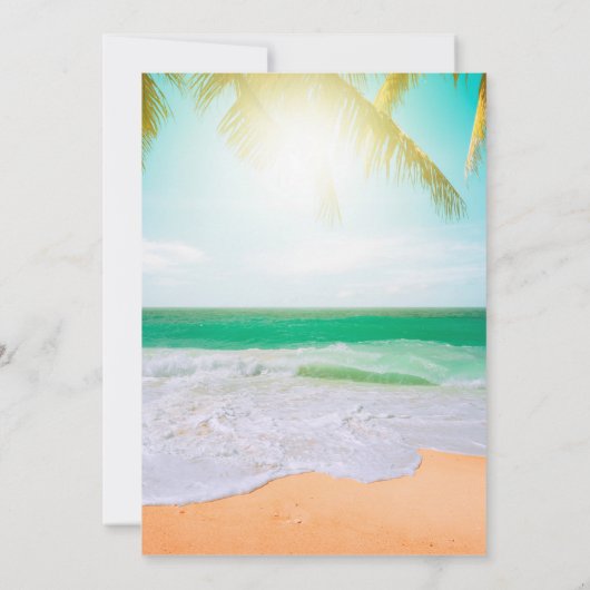 それで私たちはこっそり結婚式を挙げた、ビーチパームズウェディングエロープメント 招待状 (裏面)