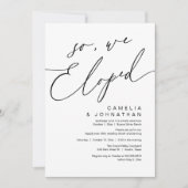 それで、ロマンチックモダンなディナー結婚パーティーを駆け落とした 招待状 (正面)