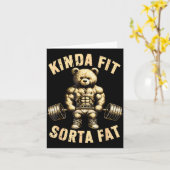 それなりにフィット そこそこデブ - ジムのクマの面白いウェイトリフティング カード (黄色い花)