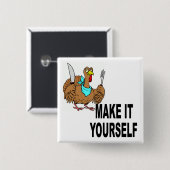 それにあなた自身カスタムな感謝祭トルコをして下さい 缶バッジ (正面&裏面)