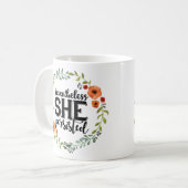 それにもかかわらずおもしろい彼女はかわいいヴィンテージのミーム主張しました コーヒーマグカップ (正面左)