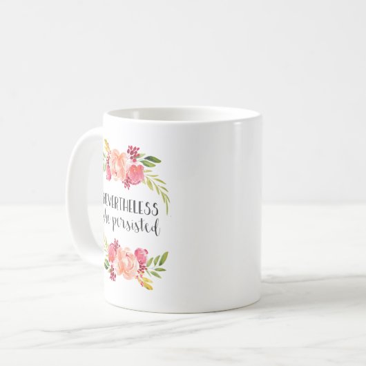 それにもかかわらず花柄彼女は主張しました コーヒーマグカップ (正面左)