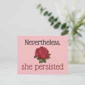 それにもかかわらず、彼女はヴィンテージの赤いローズピンクを固執した ポストカード (スタンド正面)