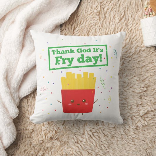 それによってが揚げ物日である神を感謝していして下さい! かわいいフライドポテトを使って クッション (ブランケット)
