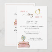 それに指輪をはめて 旅行をテーマにした結婚前お披露目ゲーム 招待状 (正面/裏面)