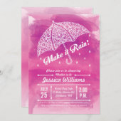 それに雨水彩画のシャワーの招待状のピンクをして下さい 招待状 (正面/裏面)