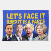 それに、BREXITあります茶番劇のおもしろいの反Brexitメッセージが直面して下さい キッチンタオル (横)