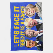 それに、BREXITあります茶番劇のおもしろいの反Brexitメッセージが直面して下さい キッチンタオル (縦)