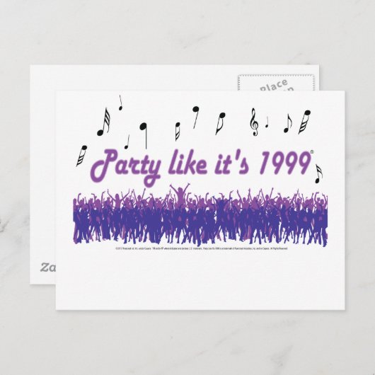 それのようなパーティーは1999年-紫色の人々です インビテーションポストカード (正面/裏面)