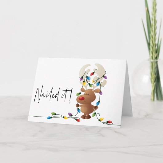 それのアメリカヘラジカ釘付けされるライトクリスマスカードをもつれさせました 招待状 (正面)