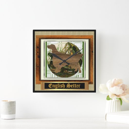 それの英国セッターのスポーツ スクエア壁時計 (ホーム)